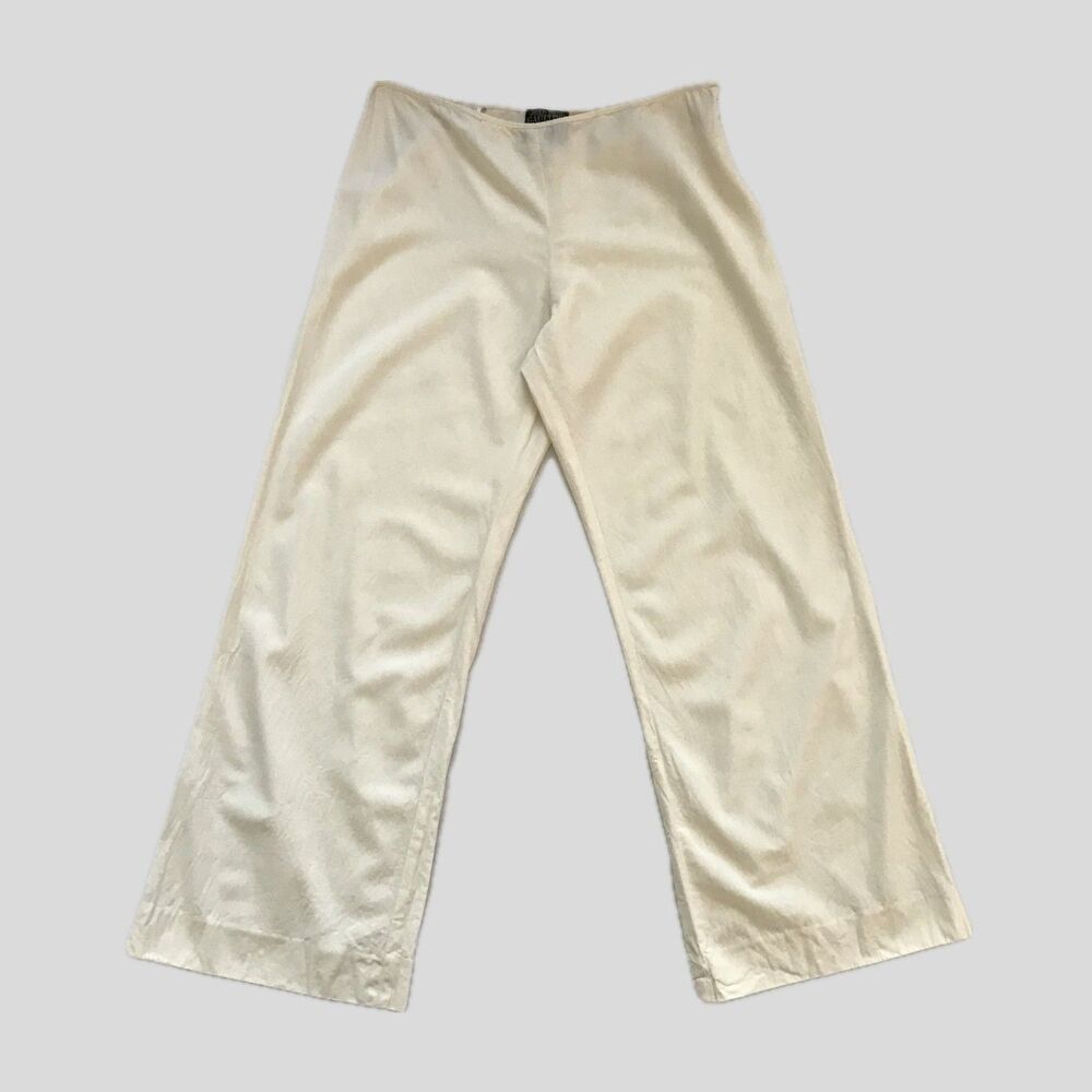 Jean Paul Gaultier Vintage 90s Ivory Neutral Cropped Flared Minimalist Pants M